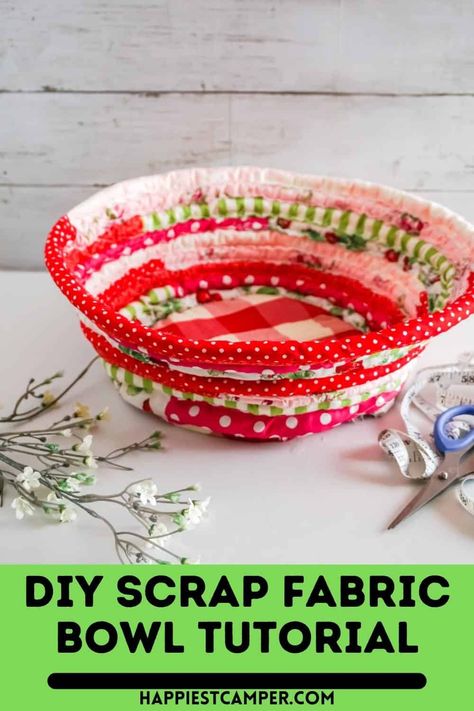 Coiled Fabric Bowl No Sew, Scrap Fabric Bowls, Making Fabric Bowls, How To Make Fabric Bowls Diy, Cloth Bowls How To Make, Fabric Bowl Covers How To Make, Fabric Bowls Diy, Fabric Bowls Pattern Free, Rope Bowls Diy How To Make