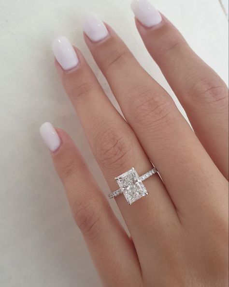 Rectangle Cut Engagement Rings, Wedding Ring Rectangle, Gold Diamond Ring Princess Cut, Wedding Band Emerald Cut, Rectangle Engagement Rings, Square Wedding Rings, Elongated Radiant, Bridal Diamond Ring, Simple Wedding Ring