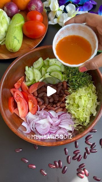 Ravika Thorat on Instagram: "Rajma salad , kidney beans 🫘 salad 🥗   Ingredients  🫘 1 cup Boiled rajma  🧅 1 onion  🍅 1 Tomato  🥬 1/2 cup lettuce  🍀 Fresh coriander   Salad dressing  🫘 1 tbsp olive oil  🫘 1 tbsp lemon juice  🫘 1 tsp honey  🫘 1/4 tsp red chilli powder  🫘 1/4 tsp chaat masala  🫘 Salt to taste  . . Follow @mumbaifoodiz  . . . Rajma salad ,salads , salad recipes, healthy salad , diet recipes, weightloss recipes, protein food , vegetables  . . . #rajma #rajmasalad #saladrecipes #proteinfood #proteinrecipes #dietrecipe #weightlossrecipes #trending #vegetables #reelsindia #explorepage #foodstagram" Kidney Beans Salad, Coriander Salad, Kidney Bean Salad, Beans Salad, Brown Rice Salad, Recipes Protein, Salad Diet, Salad Recipes Healthy, How To Boil Rice