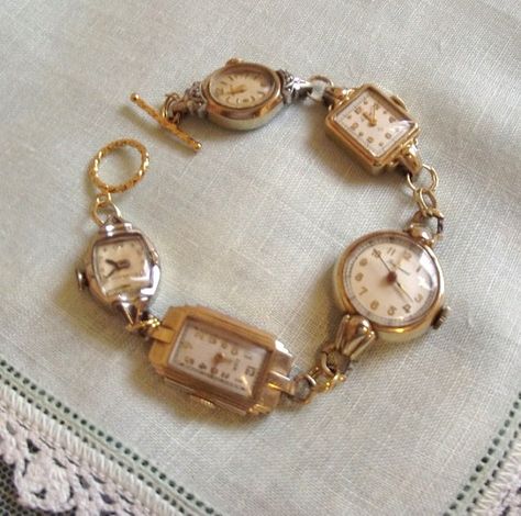 SweetToothQuilts Old Jewelry Crafts, Grandmother Jewelry, Vintage Jewelry Ideas, Vintage Jewelry Repurposed, Antique Watch, Diy Collier, Ideas Jewelry, Vintage Jewelry Crafts, Vintage Jewelry Art