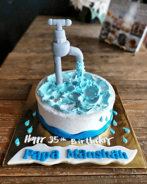 Water Cake Design Images (Water Birthday Cake Ideas) Water Effect On Cake, Water Cake Design, Water Birthday Cake, Water Cake, Cake Design Images, Water Birthday, Happy 35th Birthday, How To Make Water, Bottle Cake