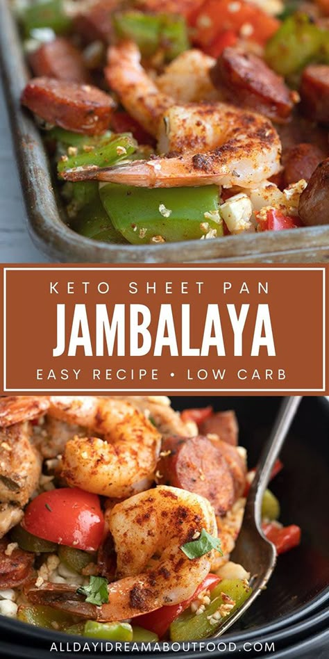 Easy Keto Jambalaya, Wholesum Yum Low Carb Recipes, Sheet Pan Jambalaya, Healthy Jumbolia Recipes, Low Carb Soul Food, Low Carb Southern Recipes, Sheet Pan Keto Meals, Low Carb Kielbasa Recipes, Kielbasa Recipes Keto