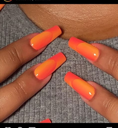 Red Orange Nails, Orange Ombre Nails, Cherry Blossom Nails, Stickers Transparent, Orange Nail Designs, Super Cute Nails, Ombre Nail, Gel Acrylic Nails, Floral Nail