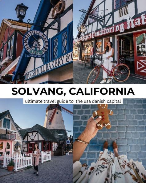 A complete guide to a long weekend in Solvang, California including the best places to visit, bakeries, shops, hotels, inns, restaurants and more.     california road trip | california travel guide | southern california Solvang California Christmas, Solvang California Outfit, Solvang Bakery, Solvang California, California Christmas, California Road Trip, California Travel Guide, Santa Ynez Valley, California Outfits