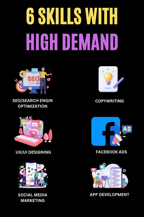 High Demand Skills to Learn to Make Money High Demand Skills, Youtube Monetization, Learning New Skills, Ideas To Make Money, Night Jobs, Money Skills, Digital Entrepreneur, Money Making Jobs, Social Media Marketing Business