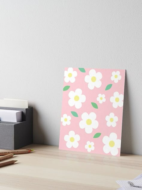 Cute Painting Ideas Aesthetic Pink, Cute Flower Paintings On Canvas, Canvas Painting Ideas Pink Background, Easy Room Decor Paintings, Cute Abstract Paintings, Pink Painting Ideas Easy, Painting Ideas On Canvas Simple Easy Flowers, Easy Paintings Pink, Preppy Canvas Paintings Easy