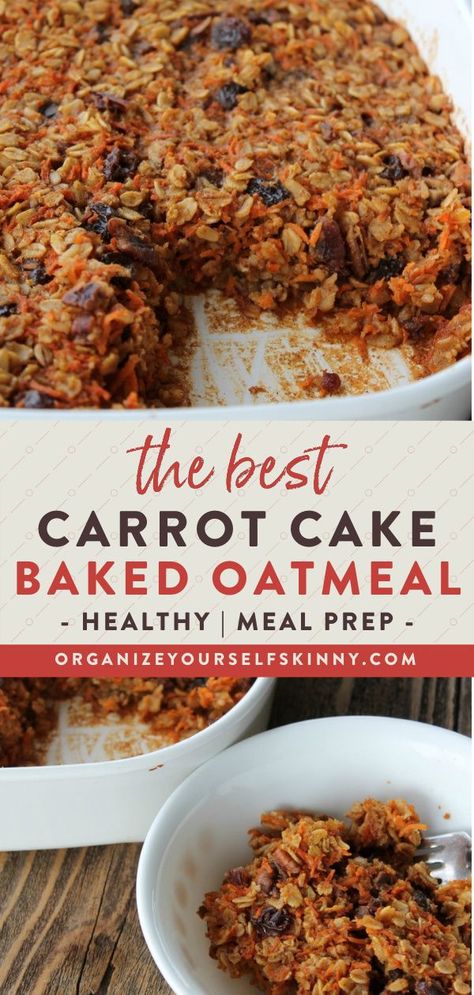 Low Cholesterol Baked Oatmeal Recipes, Healthy Oatmeal Bake Clean Eating, Morning Glory Baked Oatmeal, Natural Meals Clean Eating, Healthy Carrot Cake Oatmeal, Baked Oatmeal With Chia Seeds, Carrot Breakfast Bake, Clean Eating Baked Oatmeal, Morning Carrot Cake Oats