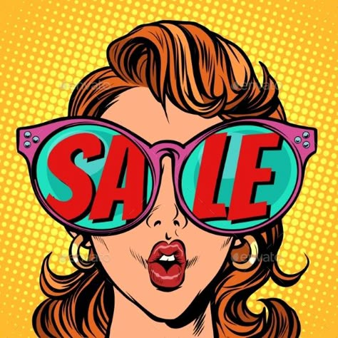 Woman with Sunglasses Sale in Reflection Woman with sunglasses. sale in reflection. Comic cartoon pop art retro illustrat #Sunglasses, #Woman, #Reflection, #Sale Woman With Sunglasses, Cartoon Pop Art, Sunglasses Art, Images Pop Art, Illustration Pop Art, Arte Pin Up, Cartoon Pop, Pop Art Retro, Pop Art Women