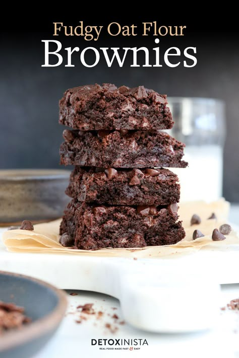 Oat Flour Brownies, Gfdf Recipes, Gluten Free Brownies Recipe, Oat Flour Recipes, Vanilla Extract Recipe, Dairy Free Brownies, Healthier Desserts, Food Mood, Gluten Free Brownies