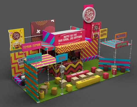 Proposed 10x5m Booth Design for Toracafe at Jakcloth 2018. Pink Retro Wallpaper, Booth Design Exhibition, Creative Booths, Game Booth, Event Booth Design, Stand Feria, Festival Booth, Event Layout, Event Booth