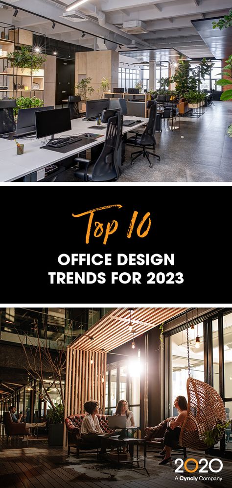 Top 10 Office Design Trends for 2023 Shop Office Interior Design, Offices Designs Corporate, Office Industrial Design Work Spaces, Loft Style Office Design, Chic Corporate Office, Modern Office Space Design Workspaces, Nice Office Design, Multi Office Space, Open Plan Office Ideas