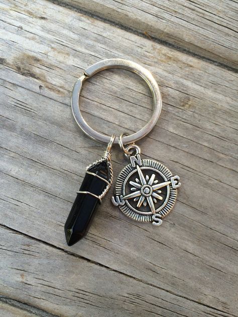 Keychain Compass, Boho Accesories, Gel Antibacterial, Compass Keychain, Aesthetic Galaxy, Crystal Keychain, Pink Rhodochrosite, Keychain For Men, Wife Christmas