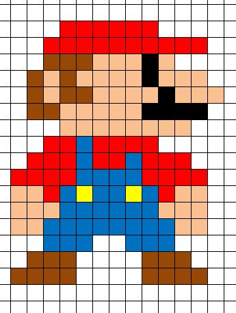 Mario Minecraft Pixel Art Template Pixel Art Mario, Mario Quilt, Pixel Crochet Blanket, Mario Crochet, Image Pixel Art, Pixel Art Minecraft, Graph Patterns, Art Perle, Pixel Art Templates