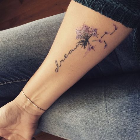 185+ Best Dandelion Tattoos Designs for Men and Women (2022) - TattoosBoyGirl Tattoo Dream Word, Living The Dream Tattoo, Dandelion Tattoo Quote, Watercolor Dandelion Tattoo, Dandelion Tattoo Meaning, Tattoo Dream, Meaningful Word Tattoos, Dandelion Tattoo Design, Go Tattoo