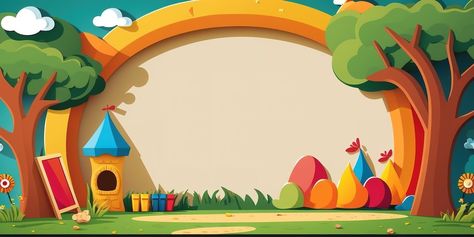 Cartoon Background School, School Background Landscape, Ppt Background For Kids, Educational Background Design, Preschool Background, Kindergarten Background, Cool Powerpoint Backgrounds, School Wall Art Ideas, Background For Kids