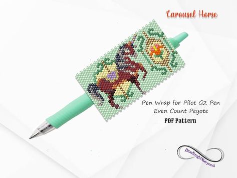 BeadingNBeyond - Etsy Beaded Horse, Horse Pens, Pilot G2 Pens, Pen Pattern, Motifs Perler, Carousel Horse, Brick Stitch Pattern, Beaded Earrings Patterns, Bead Pattern