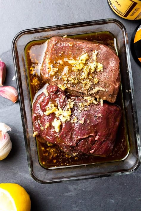 Marinated Elk Steak - Modern Farmhouse Eats Marinade For Steak Fajitas, Marinade For Fajitas, Simple Steak Marinade, Marinade For Steak, Elk Meat Recipes, Taco Night Recipes, Steak Fajita Marinade, Elk Steak, Best Steak Marinade