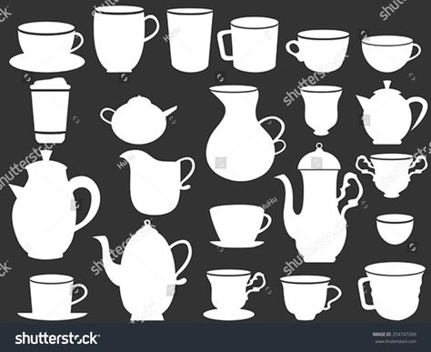 white coffee and tea cups silhouettes #Ad , #Affiliate, #coffee#white#tea#silhouettes Tea Cup Silhouette, White Coffee, Happy Mail, White Tea, Tea Cup, Design Illustration, Coffee Tea, Illustration Design, Stock Vector