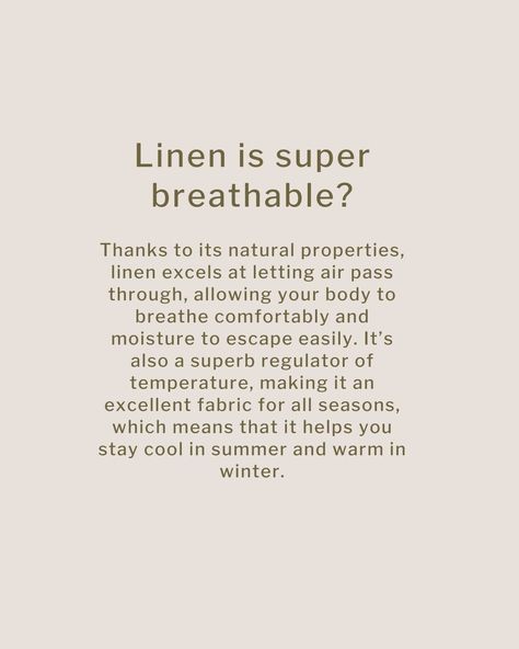 How sustainable is linen?⁠ ⁠ We're here to break it down for you. ⁠ ⁠ What do you think? Are you team Linen?? ⁠ ⁠ Linen Branding, Sample Packaging, Fashion Packaging, April 21, Comfort Wear, Linen Clothes, Business Ideas, Slow Fashion, Beautiful Words