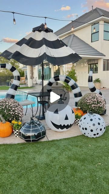 Devanie Adams . Holiday Home Dec Co .  Mom & Grandma 🐻. on Instagram: "Whimsical Pool party prep for when the whole family will be here to visit in October.  I can’t wait!   I got these adorable floats and yard decor from @funboy and I am now a HUGE FAN!  They light up too but I haven’t tried that part yet." Whimsical Pool, Halloween Pool Party, Party Prep, Mom And Grandma, Pool Area, Yard Decor, Pool Party, Halloween Diy, Holiday Home