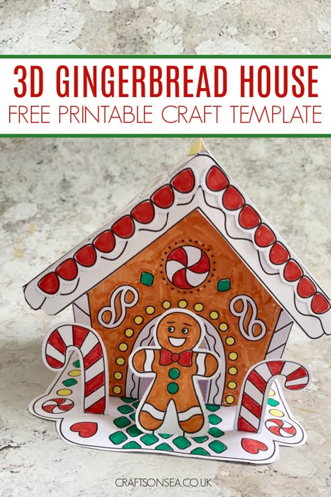 Diy Gingerbread House Templates, Build A Gingerbread House Printable, Paper Gingerbread House Template, Christmas Printables Free Templates, Gingerbread House Craft For Kids, Printable Gingerbread House Template, Gingerbread House Printable, Printable Gingerbread House, Gingerbread House Template Printable