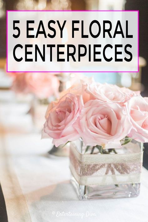 60th Birthday Ideas For Mom Centerpieces, Elegant Simple Table Centerpieces, Bridal Shower Table Decorations Flowers, Simple Diy Floral Centerpieces, Table Decor For 90th Birthday, Rose Gold And Pink Table Decor, Easy Diy Flower Centerpieces, Low Flower Table Arrangements, Pink Flower Arrangements Diy