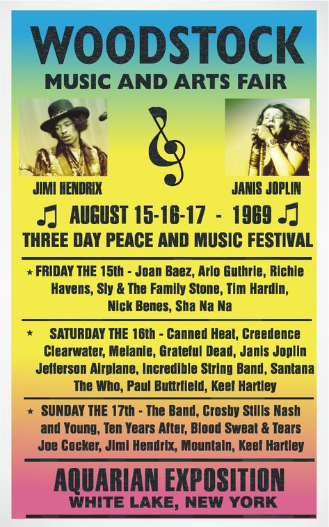 Woodstock poster, August 1969 Happy 45th Anniversary, Woodstock Poster, John Fogerty, Woodstock Music, Woodstock 1969, Vintage Concert Posters, Woodstock Festival, Music Concert Posters, The Family Stone