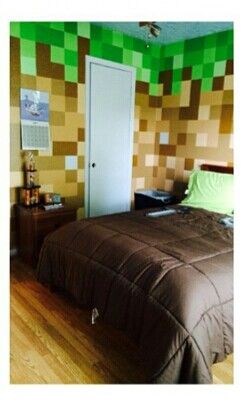 Minecraft bedroom Boys Minecraft Bedroom, Minecraft Bedrooms, Room Decor Minecraft, Bedroom Minecraft, Decor Minecraft, Minecraft Bedroom Decor, Theme Bedroom, Minecraft Bedroom, Minecraft Room