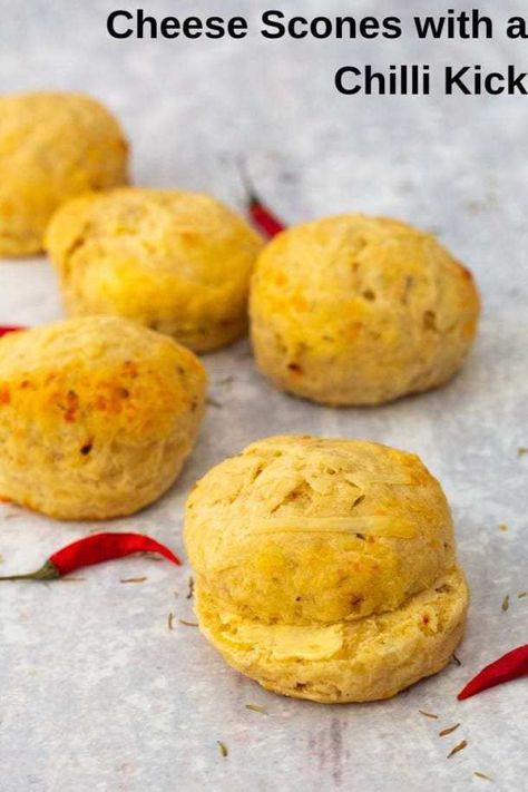 Cheesy scones are the perfect savoury scones and these cheese scones with chilli flakes are the ideal comfort food snack, breakfast or afternoon tea recipe! Cheesy Scones, Cheese Scone Recipes, Cinnamon Scones, Cheese Scones, Savory Cheese, Savory Scones, Afternoon Tea Recipes, Home Baking, Scone Recipe