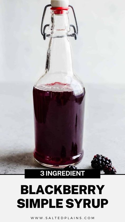 With only 3 ingredients, this easy Blackberry Simple Syrup recipe is the perfect way to transform your favorite classic cocktails, drinks, and baked goods. Blackberry Simple Syrup, Blackberry Margarita, Simple Syrup Recipe, Blackberry Syrup, Blackberry Recipes, Simple Syrup Recipes, Homemade Syrup, Syrup Recipe, Fruit Infused