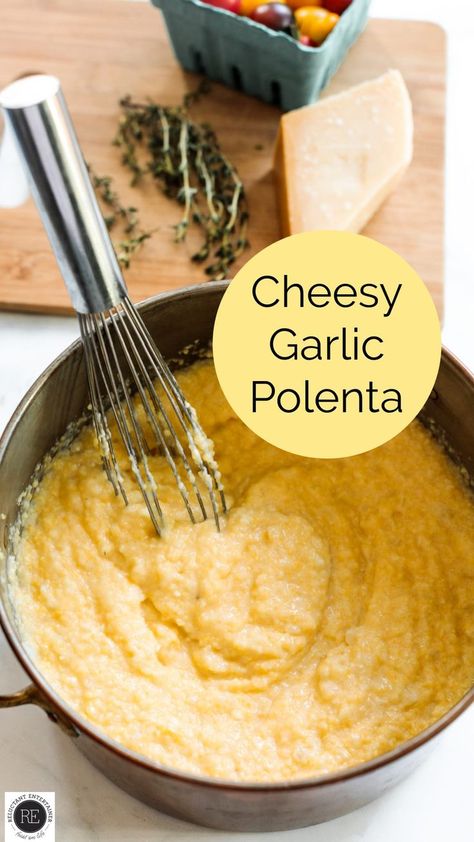 Polenta Cheese Recipes, Cheese Polenta Recipes, Cheesy Polenta Recipes Easy, Polenta With Cheese, Cheesy Polenta Recipes, Polenta Dinner Recipes, Garlic Polenta, Italian Polenta, Feta Bites