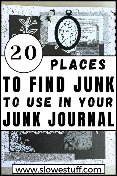 Image of junk journal pages and scrapbook pages with the title scrapbook journal vs junk journal are they the same thing with website www.slowestuff.com listed Junk Journal Themes Ideas, Smash Book Inspiration, Junk Journal Ideas, Homemade Journal, Handmade Journals Diy, Altered Book Journal, Types Of Journals, Journal Challenge, Smash Journal