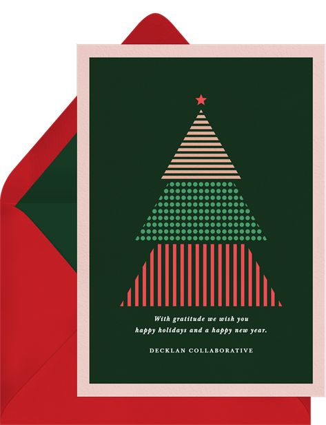 Geometric Patterned Tree Cards in Green | Greenvelope.com