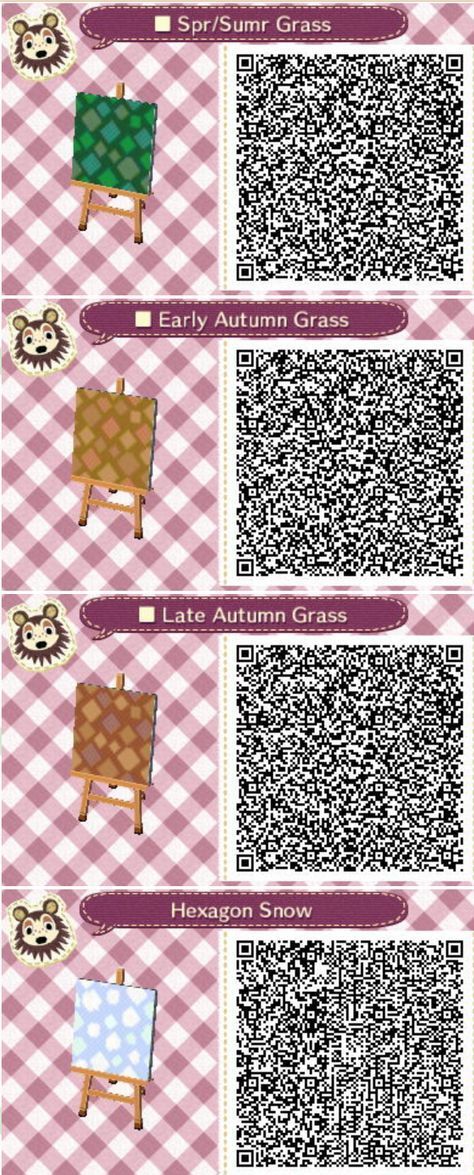 ACNL QR Square Grass All Seasons Spring Summer Fall Winter #grass #grass #tumblr Qr Code Animal Crossing, Pokemon Qr Codes, Acnl Paths, Animal Crossing Qr Codes, Acnl Qr Codes, Motif Acnl, Animal Crossing 3ds, Ac New Leaf, Leaf Animals