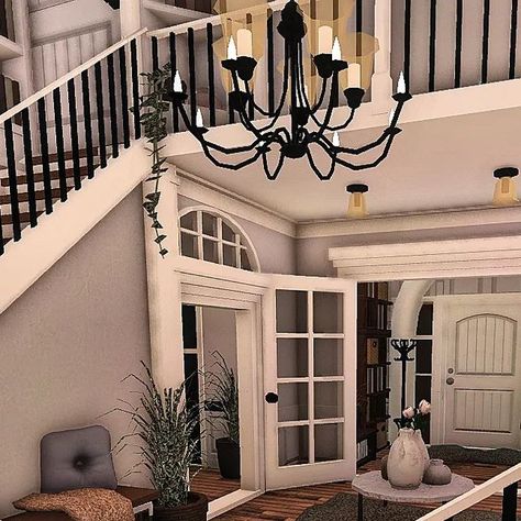 Bloxburg Farmhouse Entrance, Entrance Hall Ideas Bloxburg, Bloxburg House Entrance Ideas Inside, Roblox Bloxburg Entryway Ideas, Bloxburg Entry Ideas, Bloxburg Entrance Ideas Inside, Hallway Bloxburg, Bloxburg Front Entrance Ideas, Bloxburg Entry Way