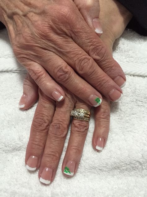 Ireland Nails, Nails For April, Shamrock Nail Art, Saint Patricks Day Nails, Shamrock Nails, Irish Nails, St Patrick's Day Nails, St Patricks Day Nails, White French Tip