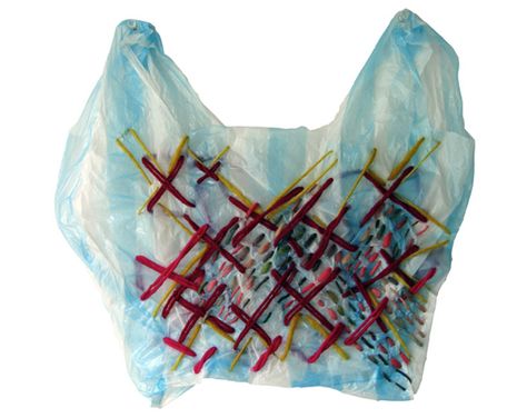 ... Plastic Basket, Plastic Baskets, Trash Art, Contemporary Embroidery, Plastic Art, Fibres Textiles, Recycled Art, Plastic Bags, Found Object