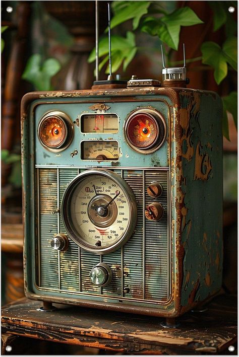 Radio Poster, Bar Interior Design, Vintage Poster Design, Antique Radio, Art Gallery Wallpaper, Metal Art Sculpture, Retro Futuristic, Wood Lamps, Vintage Radio