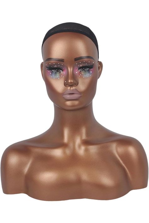 Milageto Makeup Mannequin Head with Shoulder Manikin Head Bust for Headset Wig Cap Makeup Mannequin, Cap Beauty, Manikin Head, Head Bust, Mannequin Head, Mannequin Heads, Womens Wigs, Wig Cap, Headset