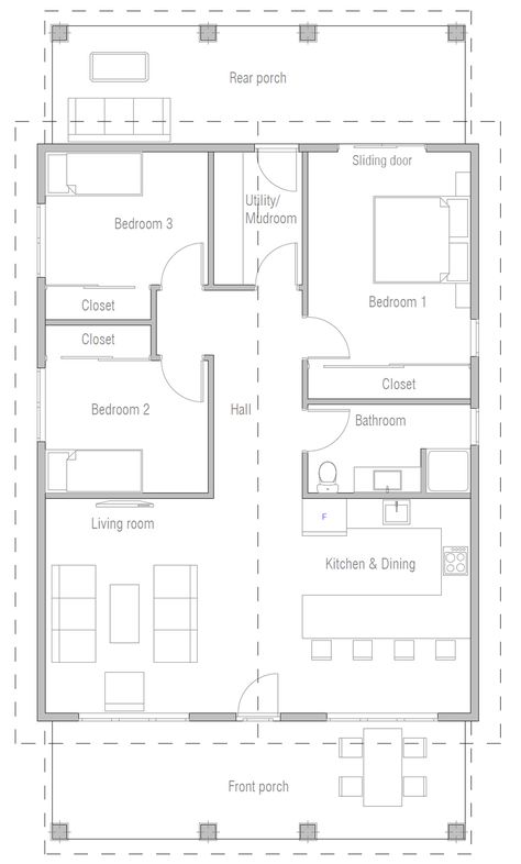 house design house-plan-ch671 20 1 Room House, 1960 House, Floor Plan Symbols, Modern Bungalow House Plans, Interior Floor Plan, Unique House Plans, Modern Bungalow House, Small House Floor Plans, Building House Plans Designs