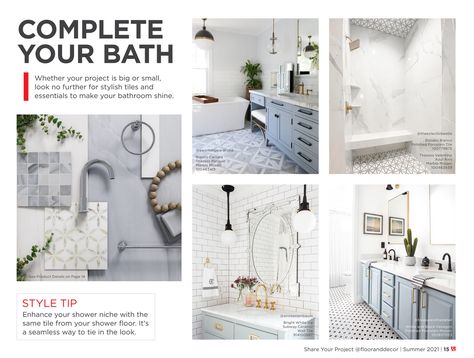 Inspiration Catalogs - Floor & Decor Summer Catalog 2021 - Page 14 Shower Niche, Stylish Bathroom, Shower Floor, Barndominium, Floor Decor, Get Inspired, Flooring, Shower