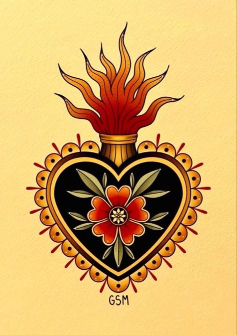 Neotrad Sacred Heart, American Trad Sacred Heart, Sacred Heart With Flowers, Old School Horseshoe Tattoo, Traditional American Tattoo Art, Hispanic Inspired Tattoos, Talavera Tattoo Design, Sacred Heart Chest Tattoo Female, Chest Tattoo Female Traditional