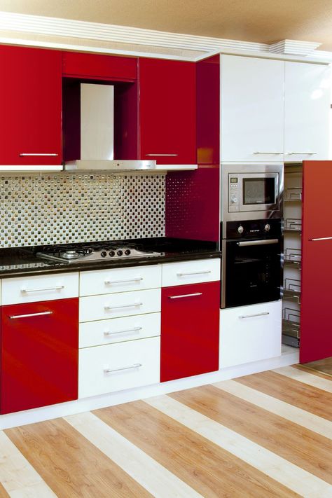 Infuse warmth and energy into your kitchen with our stunning red kitchen inspiration! 🔥 From bold red cabinets to chic accessories, discover how this passionate hue can transform your culinary space into a lively haven. Click to explore the latest trends and ideas for creating a red kitchen that's both stylish and inviting. ❤️🍽️ #RedKitchen #KitchenInspiration #HomeDecor White And Red Kitchen, Red Kitchen Ideas, Red Kitchen Appliances, Red Kitchens, Red Appliances, Red Refrigerator, Red Kitchen Cabinets, Red Interior Design, White Kitchen Interior