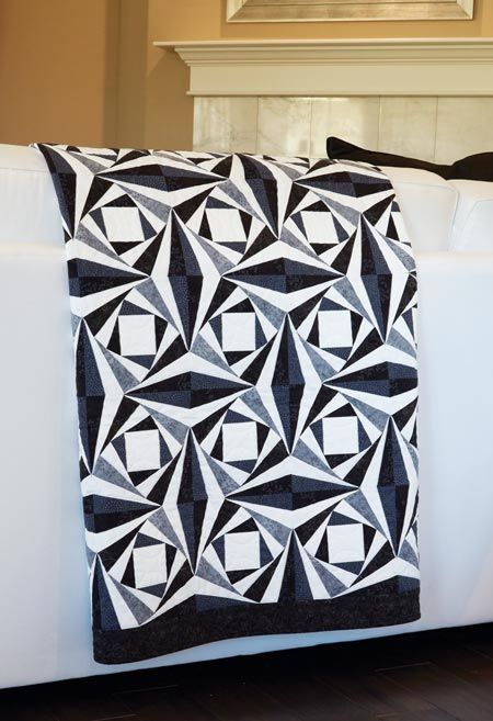 Black And White Quilt, Optical Illusion Quilts, Black And White Quilts, Two Color Quilts, Quilt Pattern Download, Quilt Modernen, Geometric Quilt, Quilt Care, Lap Quilts