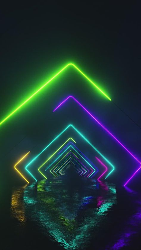 Flying through a multicolored neon tunnel with diamond-shaped figures. Vertical looped video Neon Tunnel, Vertical Video, Cool Optical Illusions, Music Studio Room, Galaxy Wallpaper Iphone, Studio Room, Illusion Art, Video Background, Music Studio