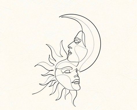 Headspace Tattoo, Sun Moon Sister Tattoo, Female Form Tattoo, Two Faces Tattoo, Minimalist Line Art Face, Tattoo Warrior, Faces Tattoo, Dj Tattoo, Character Doodles