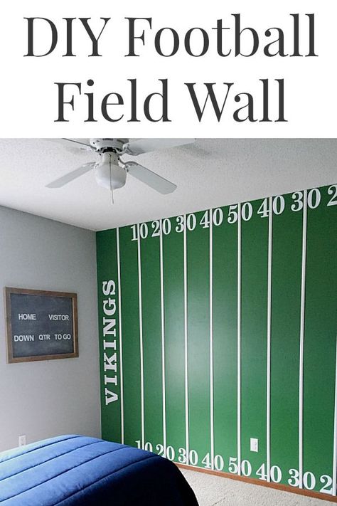 Diy Football Field, Football Field Wall, Football Theme Bedroom, Boys Football Bedroom, Football Bedroom Decor, Football Themed Room, Football Room Decor, Football Man Cave, Football Room