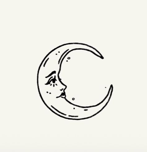 2inch Tattoo Ideas, Moon Tattoo Aesthetic, Simple Hippie Tattoos, Printable Tattoo Designs Stencil, Moon With Face Tattoo, La Luna Tattoo, Lunar Tattoo, Moon Face Tattoo, Minimalist Doodles