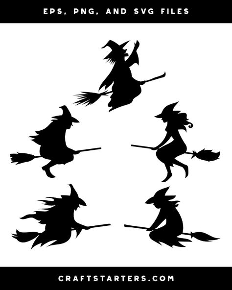 Flying Witch Silhouette Clip Art Witch Flying Over Moon, Halloween Shadow Puppets, Witch Silhouette Templates Free, Flying Witch Tattoo, Witch Sillouhette, Witch Silhouette Templates, Witch Outline, Free Halloween Clip Art, Flying Witch Silhouette