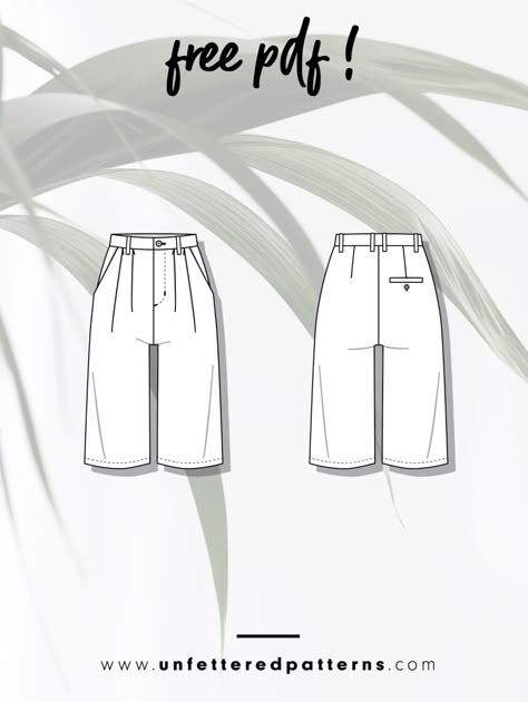 Pleated Shorts Pattern Free, Baggy Shorts Sewing Pattern, Bermuda Shorts Sewing Pattern, Short Pattern Free, Unfettered Patterns, Pleated Pants Pattern, Kids Sewing Patterns Free, Free Patterns Sewing, Shorts Pattern Free